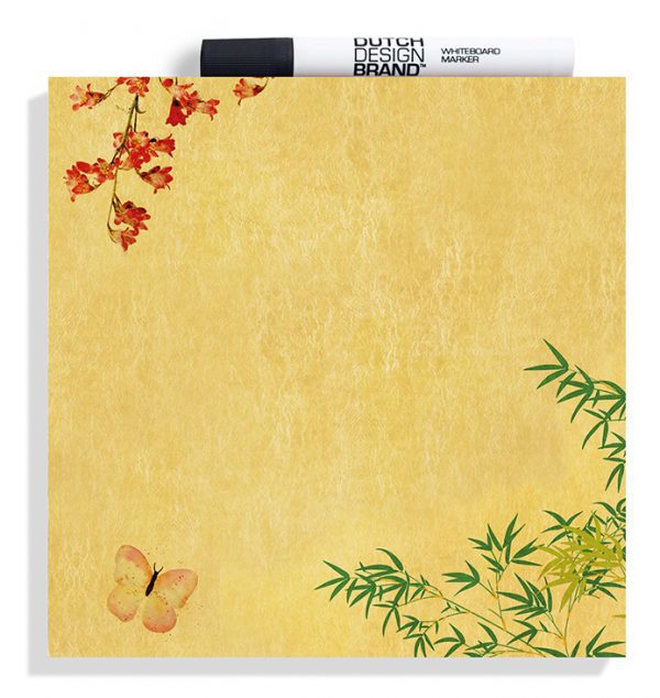 Japanese Blossom Wisdom Tile, depicting bamboo and cherry blossom on a faded yellow background.