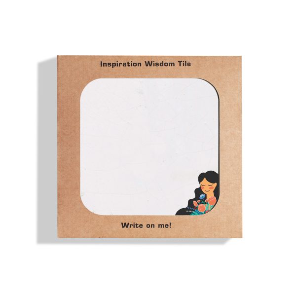 Packaged Wonderful Woman Wisdom Tile depicting a woman holding flowers.