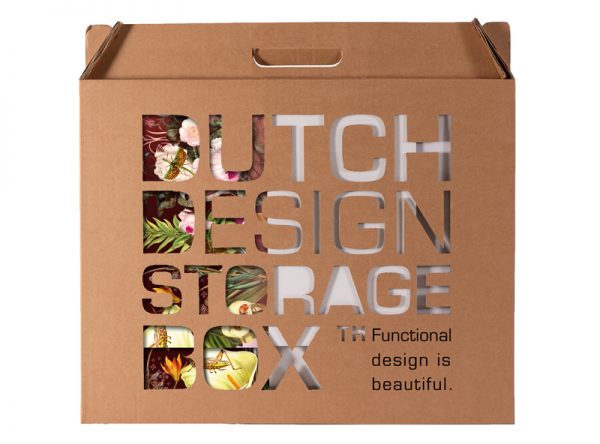 Triptic Storage Box is decorated with colourful plants with some insects scattered about. Packaged.