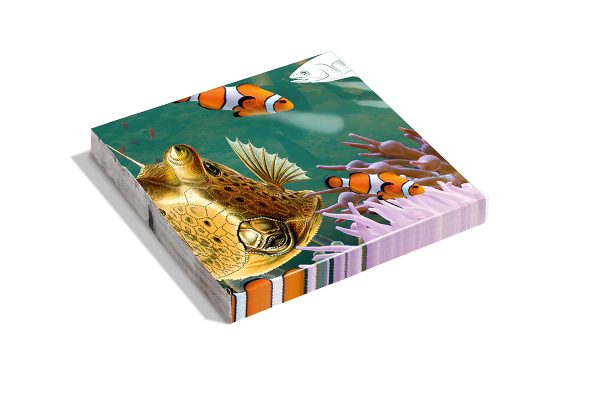 Coral Reef Napkins printed to depict a coral reef scene.