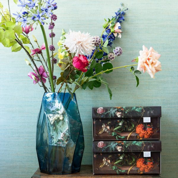 Two Flowers Storage Boxes depicting a still-life of a floral arrangement.