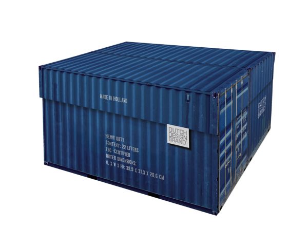 Port of Rotterdam Storage Box. The Box closely resembles a blue shipping container.