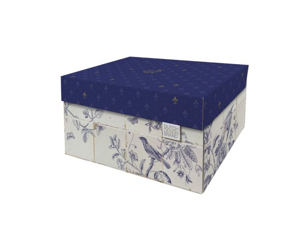 Royal Dutch Storage Box. The box depicts delft blue tiles.