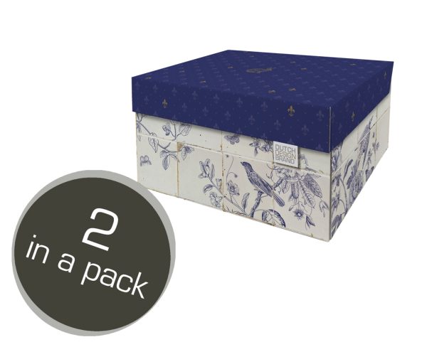 Royal Dutch Storage Box. The box depicts delft blue tiles. Two in a pack.