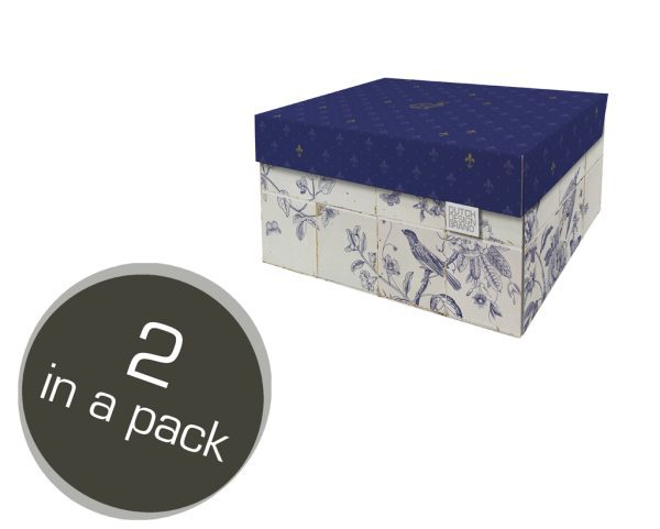 Royal Dutch Storage Box. The box depicts delft blue tiles. Two in a pack.