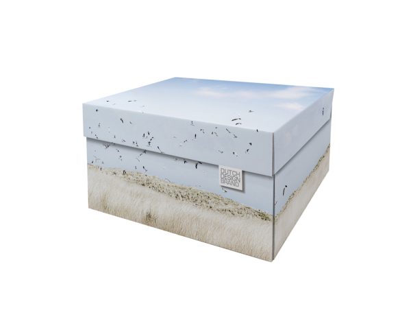 Texel Dunes Storage Box depicting the dunes of Texel with seagulls flying above.